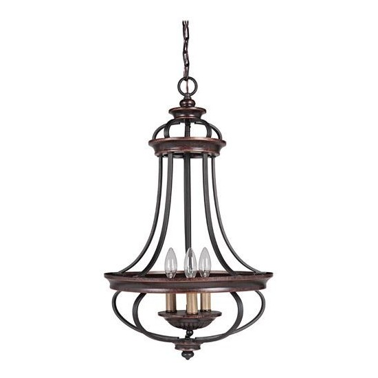 Stafford 3 Light Foyer in Aged Bronze/Textured Black