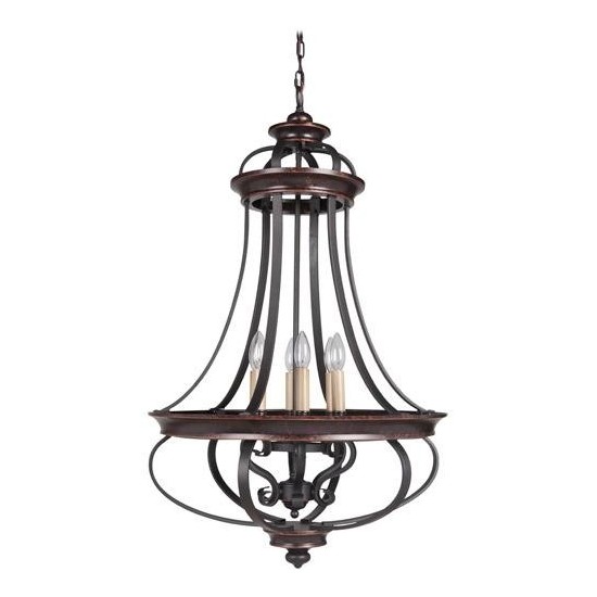 Stafford 6 Light Foyer in Aged Bronze/Textured Black