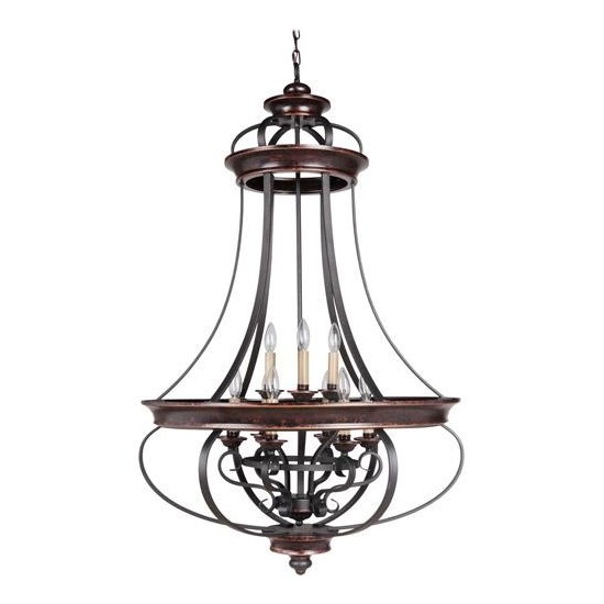 Stafford 9 Light Foyer in Aged Bronze/Textured Black