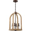 Aberdeen 4 Light Foyer, Natural Wood / Aged Bronze Brushed