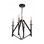 The Reserve Chandelier 4 Light Flat Black / Satin Brass