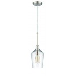 1 Light Mini Pendant with Cord in Brushed Polished Nickel