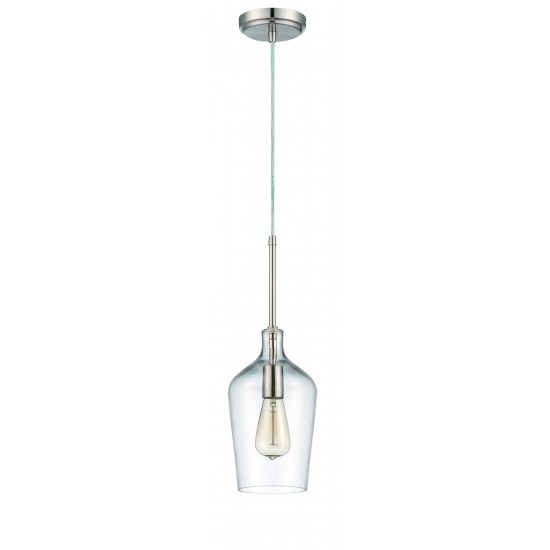 1 Light Mini Pendant with Cord in Brushed Polished Nickel