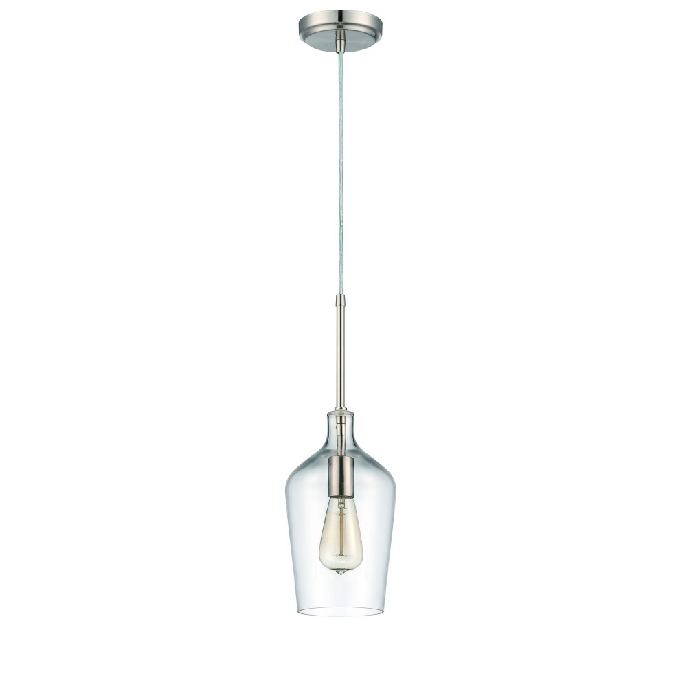 1 Light Mini Pendant with Cord in Brushed Polished Nickel