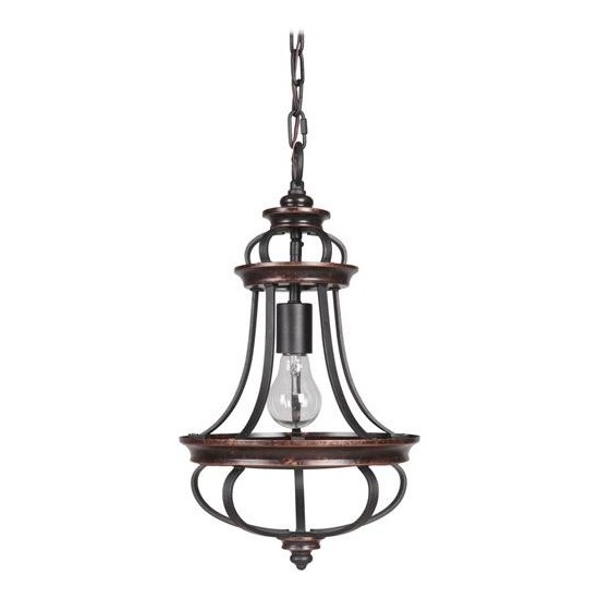 Stafford 1 Light Mini Pendant in Aged Bronze/Textured Black