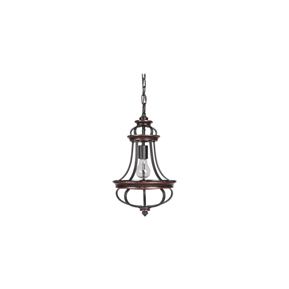 Stafford 1 Light Mini Pendant in Aged Bronze/Textured Black Stafford 1 Light Mini Pendant in Aged Bronze/Textured Black