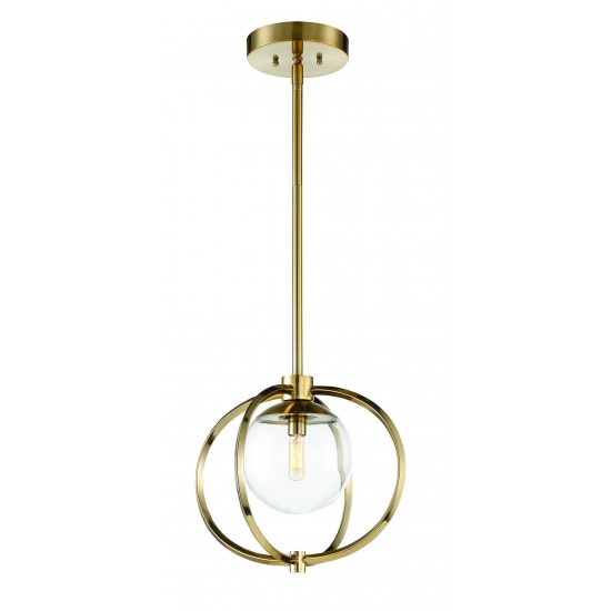 Piltz 1 Light Mini Pendant in Satin Brass