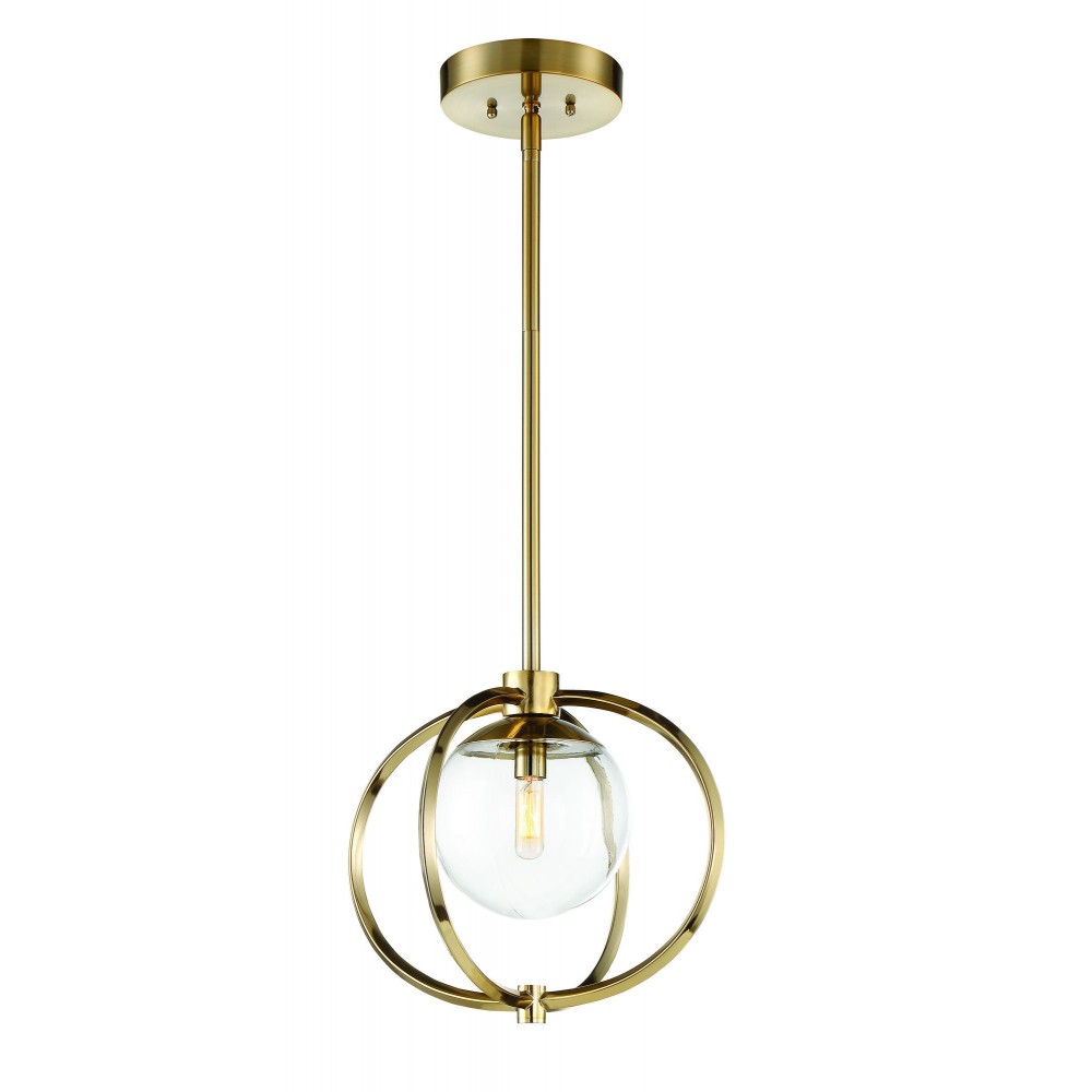 Piltz 1 Light Mini Pendant in Satin Brass