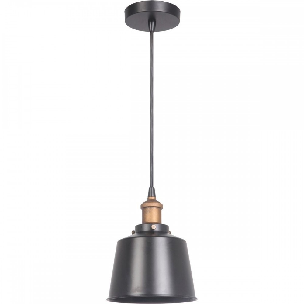 1 Light Mini Pendant in Matte Black and Patina Aged Brass