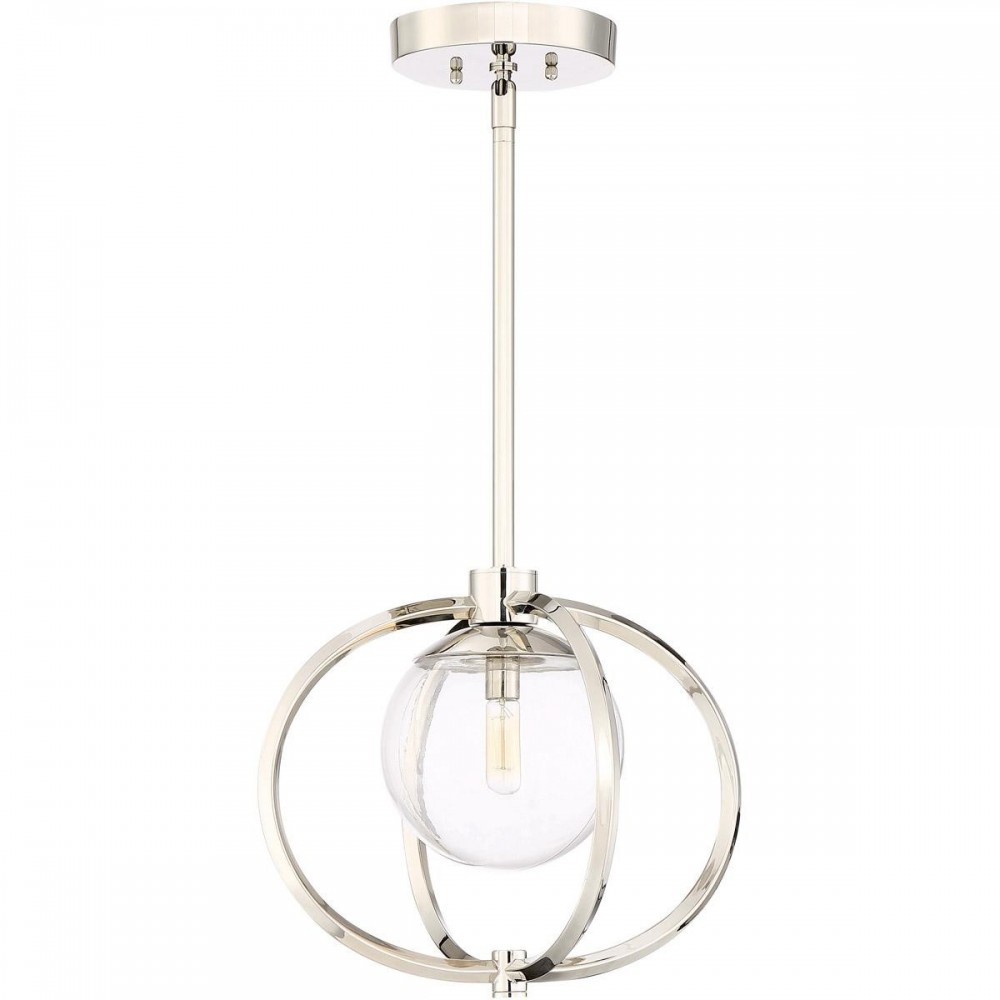 Piltz 1 Light Mini Pendant in Polished Nickel