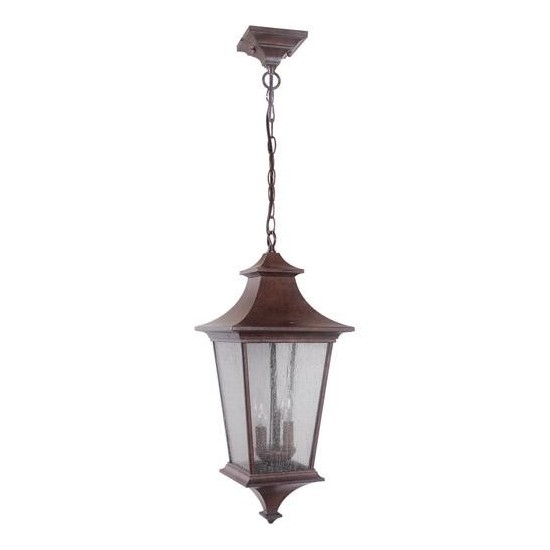 Argent II 3 Light Pendant in Aged Bronze with Clear Seeded Glass