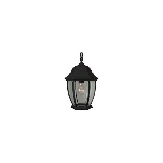 Bent Glass 1 Light Pendant in Matte Black with Clear Beveled Glass