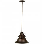 Union 1 Light Medium Pendant in Oiled Bronze Gilded with Metal Shade