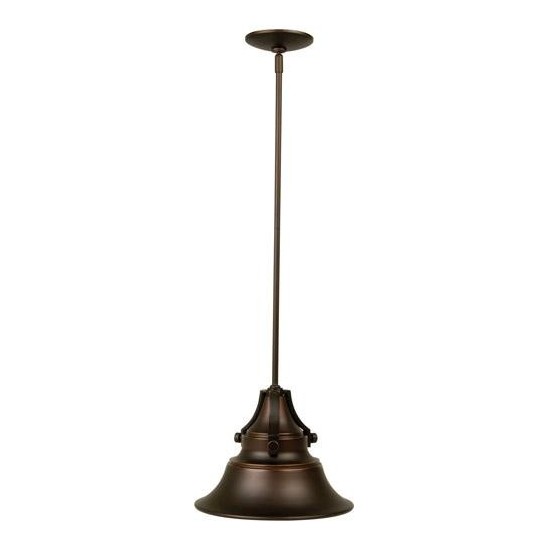 Union 1 Light Medium Pendant in Oiled Bronze Gilded with Metal Shade