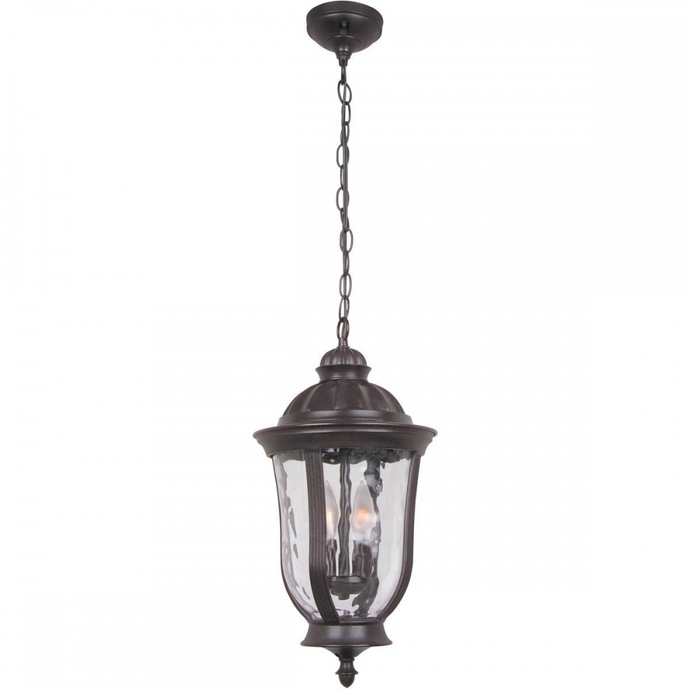 Frances 2 Light Pendant in Oiled Bronze with Clear Hammered Glass