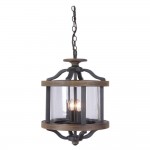 Ashwood 2 Light Pendant in Textured Black/Whiskey Barrel with Clear Glass