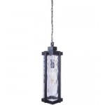 Pyrmont 1 Light Pendant in Oiled Bronze Gilded with Clear Hammered Glass