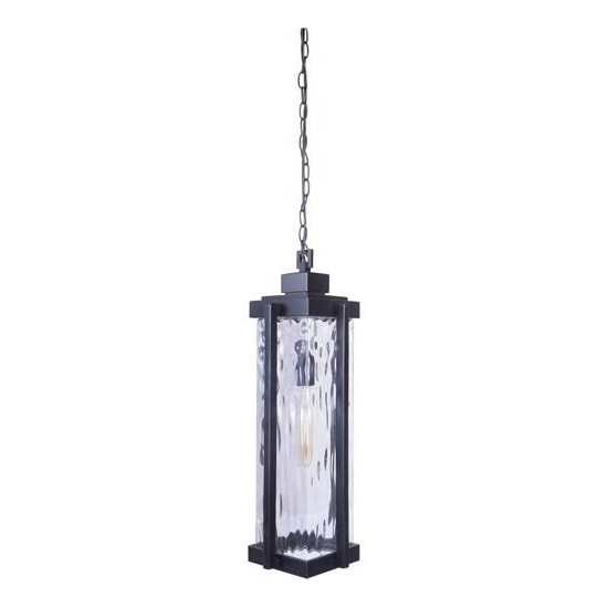 Pyrmont 1 Light Pendant in Oiled Bronze Gilded with Clear Hammered Glass