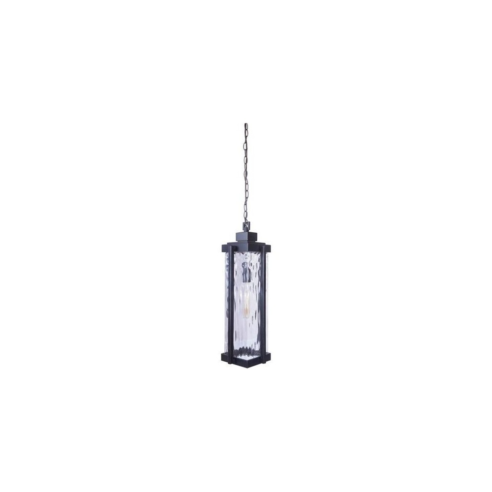 Pyrmont 1 Light Pendant in Oiled Bronze Gilded with Clear Hammered Glass