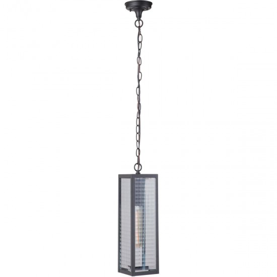 Deka 1 Light Large Pendant in Chromite with Square Patterned Clear Glass