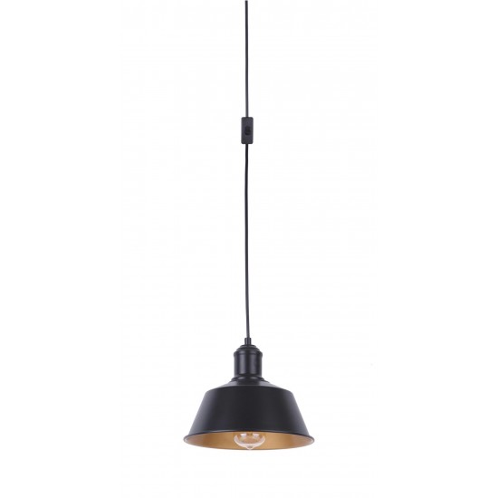 Portable Swag Pendant w/Metal Shade in Flat Black