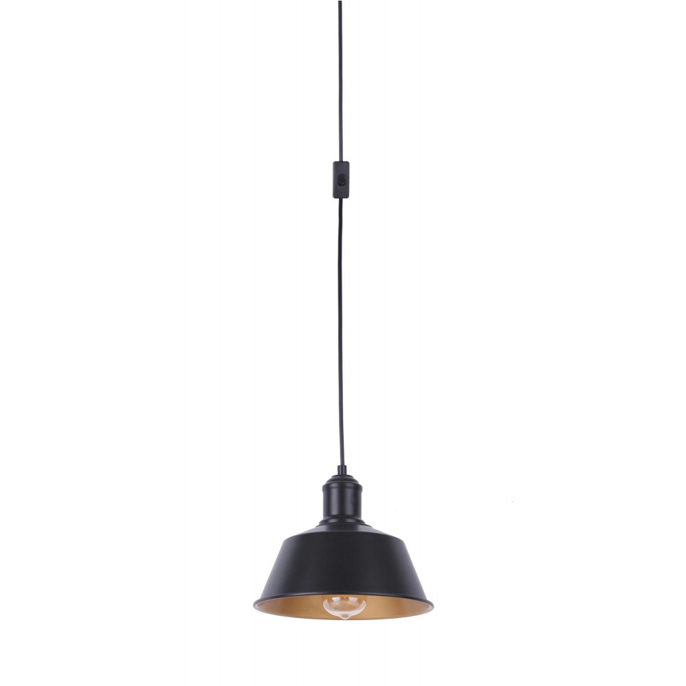 Portable Swag Pendant w/Metal Shade in Flat Black