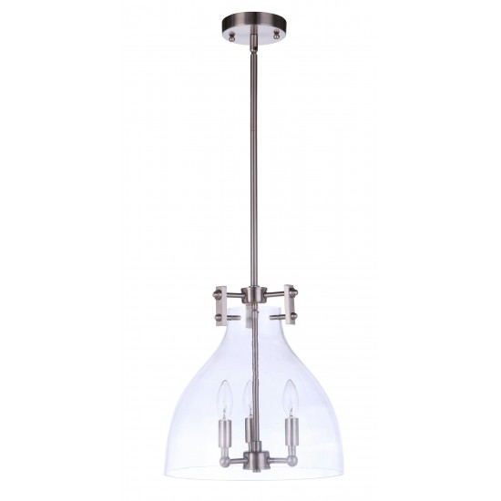 Chardonnay Pendant 3 Light, Brushed Polished Nickel