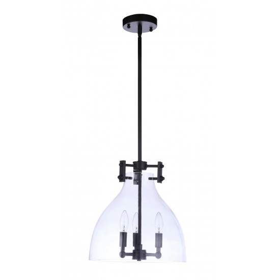 Chardonnay Pendant 3 Light Flat Black