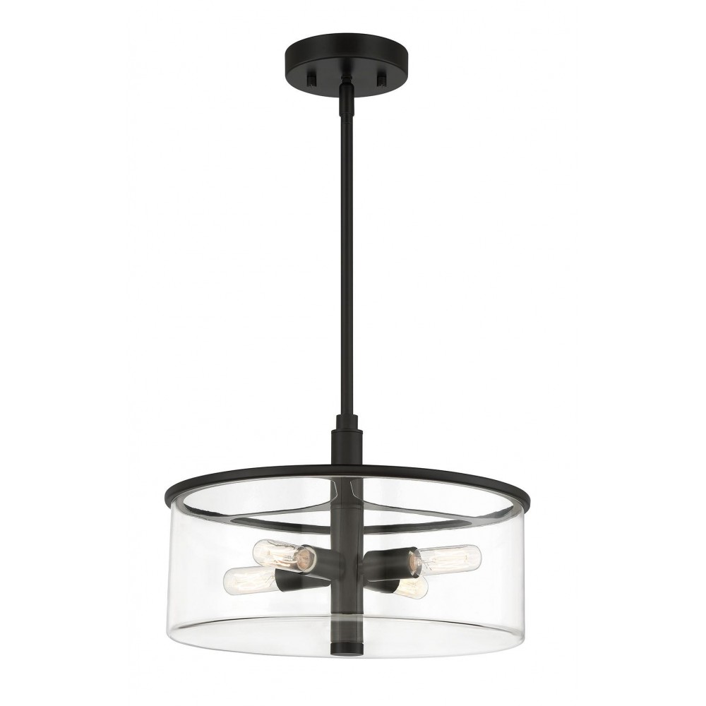 Hailie 4 Light Pendant, Flat Black