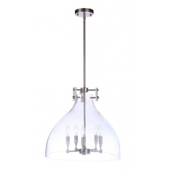 Chardonnay 5 Light Pendant, Brushed Polished Nickel