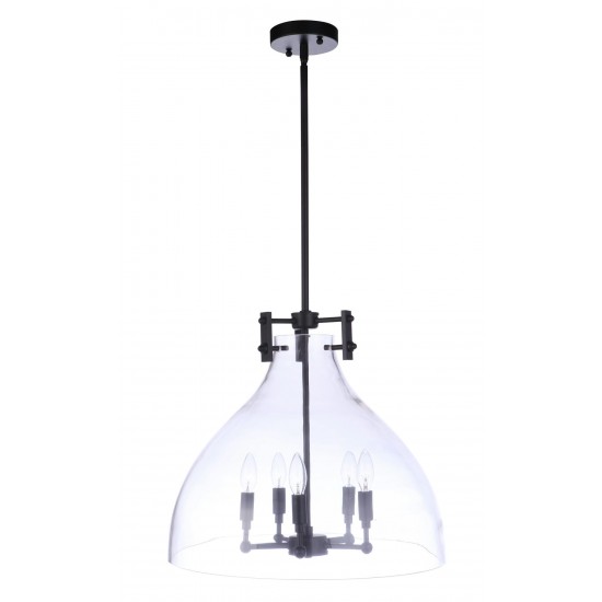 Chardonnay 5 Light Pendant, Flat Black