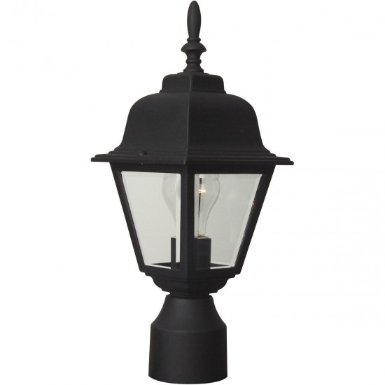 Coach Lights 1 Light Post Mount in Matte Black with Clear Beveled Glass