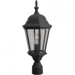 Straight Glass 1 Light Post Mount in Matte Black with Clear Beveled Glass