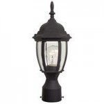 Bent Glass 1 Light Post Mount in Matte Black with Clear Beveled Glass, Z265-TB