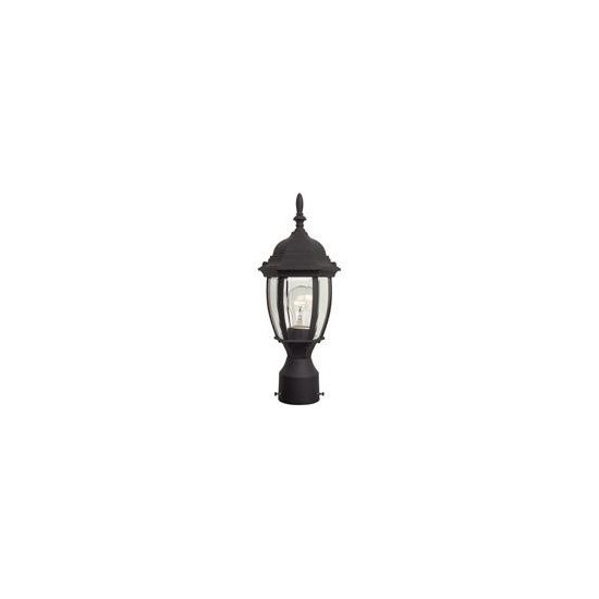 Bent Glass 1 Light Post Mount in Matte Black with Clear Beveled Glass, Z265-TB