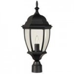 Bent Glass 1 Light Post Mount in Matte Black with Clear Beveled Glass, Z285-TB