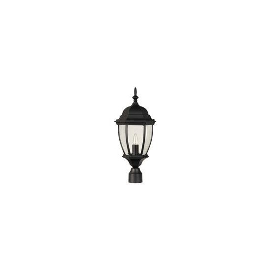 Bent Glass 1 Light Post Mount in Matte Black with Clear Beveled Glass, Z285-TB