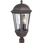 Britannia 3 Light Post Mount in Oiled Bronze with Clear Beveled Glass