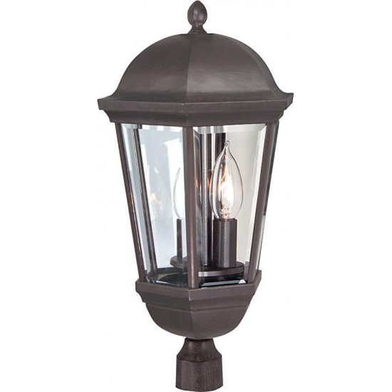 Britannia 3 Light Post Mount in Oiled Bronze with Clear Beveled Glass