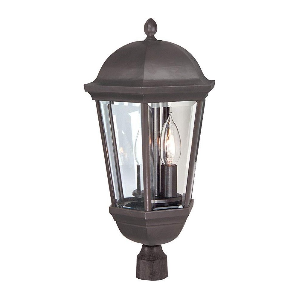 Britannia 3 Light Post Mount in Oiled Bronze with Clear Beveled Glass