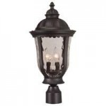 Frances 3 Light Post Mount in Oiled Bronze with Clear Hammered Glass