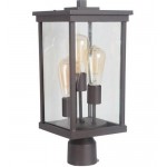 Riviera III 3 Light Large Post Mount in Oiled Bronze with Clear Beveled Glass