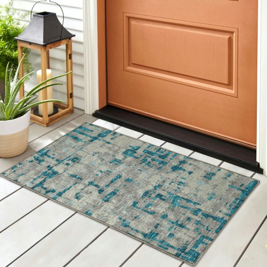 Brisbane BR5 Teal 1'8" x 2'6" Rug