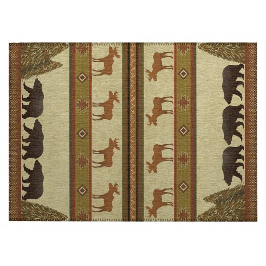 Indoor/Outdoor Excursion EX1 Beige Washable 1'8" x 2'6" Rug