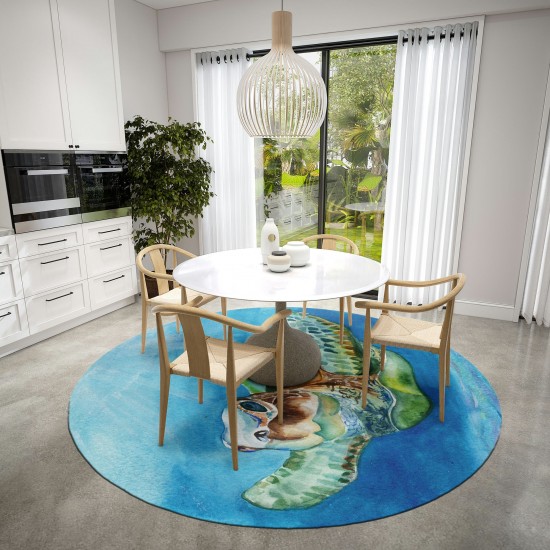 Indoor/Outdoor Harbor HA3 Ocean Washable 8' x 8' Round Rug