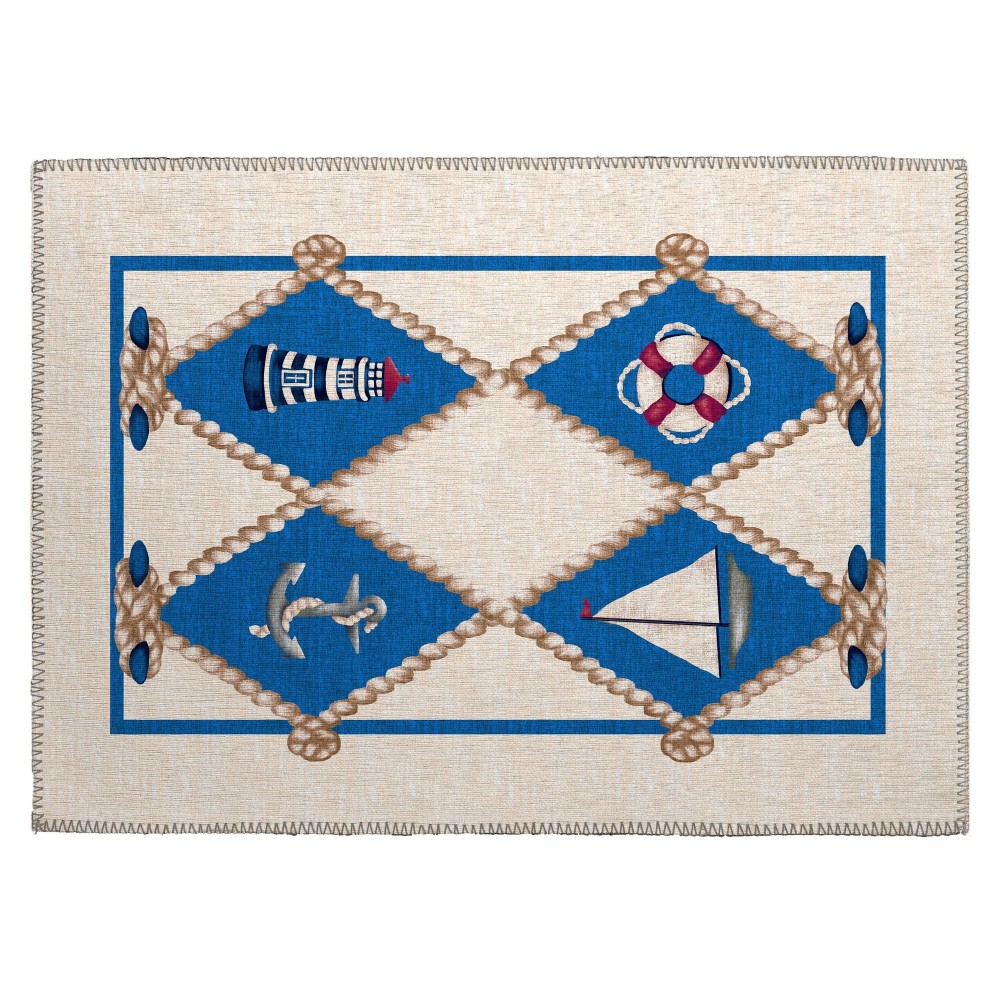 Indoor/Outdoor Harbor HA6 Ivory Washable 1'8" x 2'6" Rug