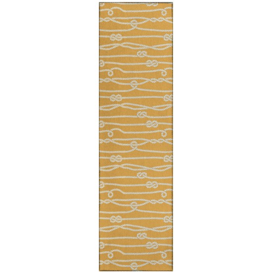 Indoor/Outdoor Harbor HA7 Gold Washable 2'3" x 7'6" Runner Rug