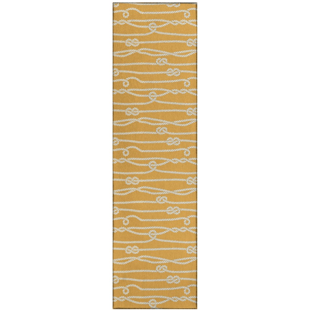 Indoor/Outdoor Harbor HA7 Gold Washable 2'3" x 7'6" Runner Rug