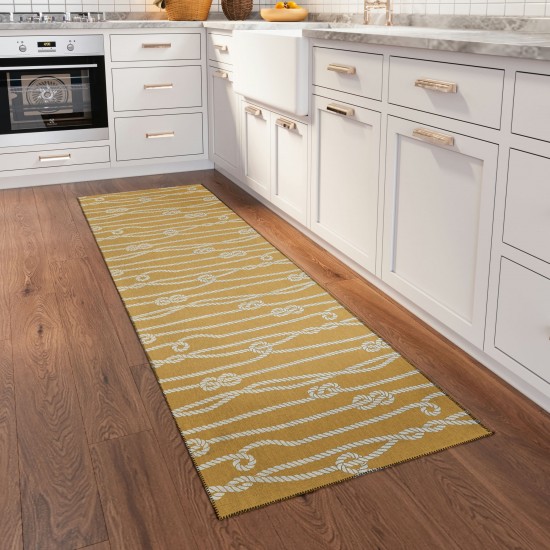 Indoor/Outdoor Harbor HA7 Gold Washable 2'3" x 7'6" Runner Rug