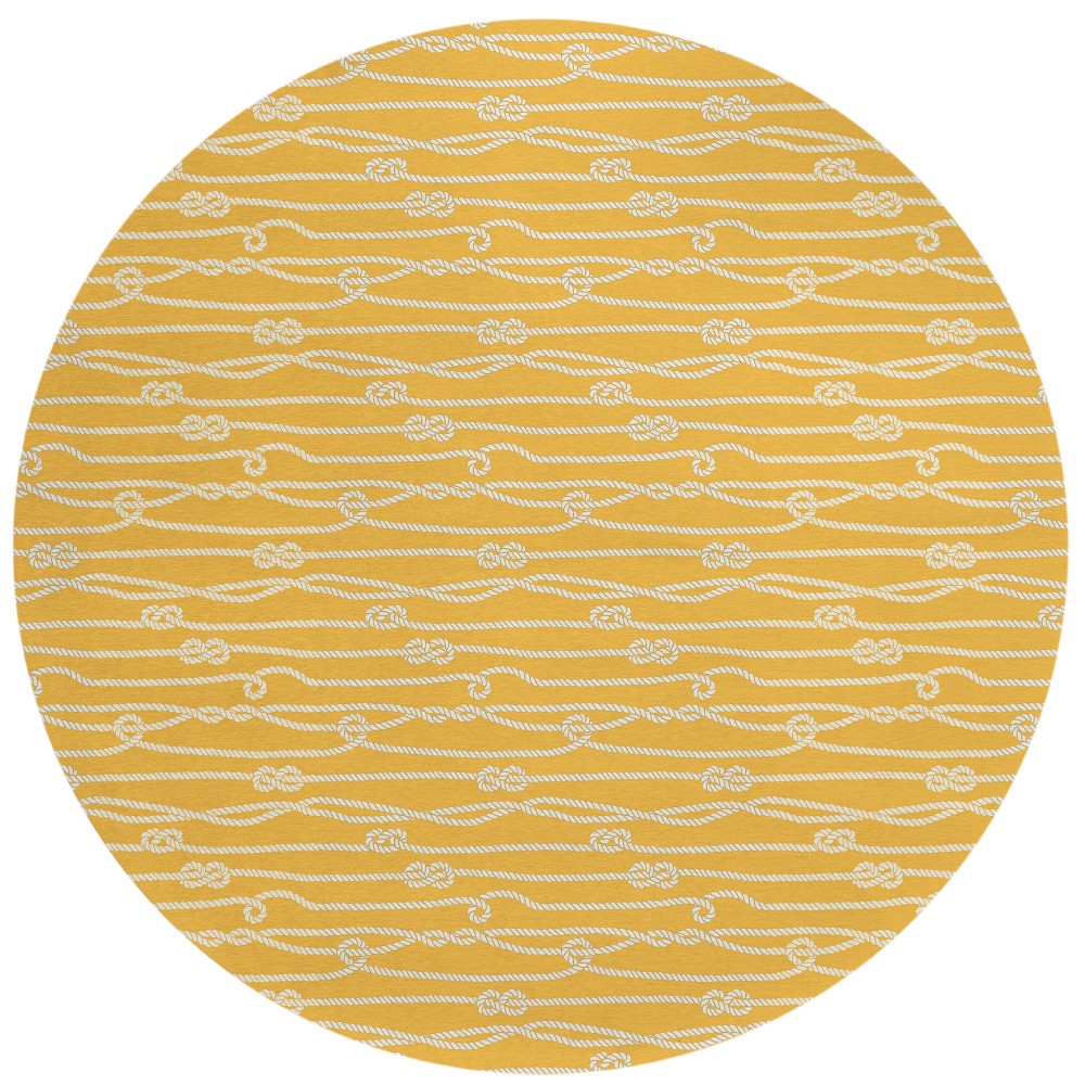 Indoor/Outdoor Harbor HA7 Gold Washable 8' x 8' Round Rug